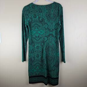 Michael Kors Women's Green Paisley Print Long Sleeve Dress Small